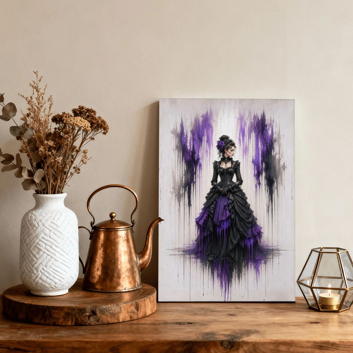 Framed Canvas Painting Victorian Drip Art (Made in USA)