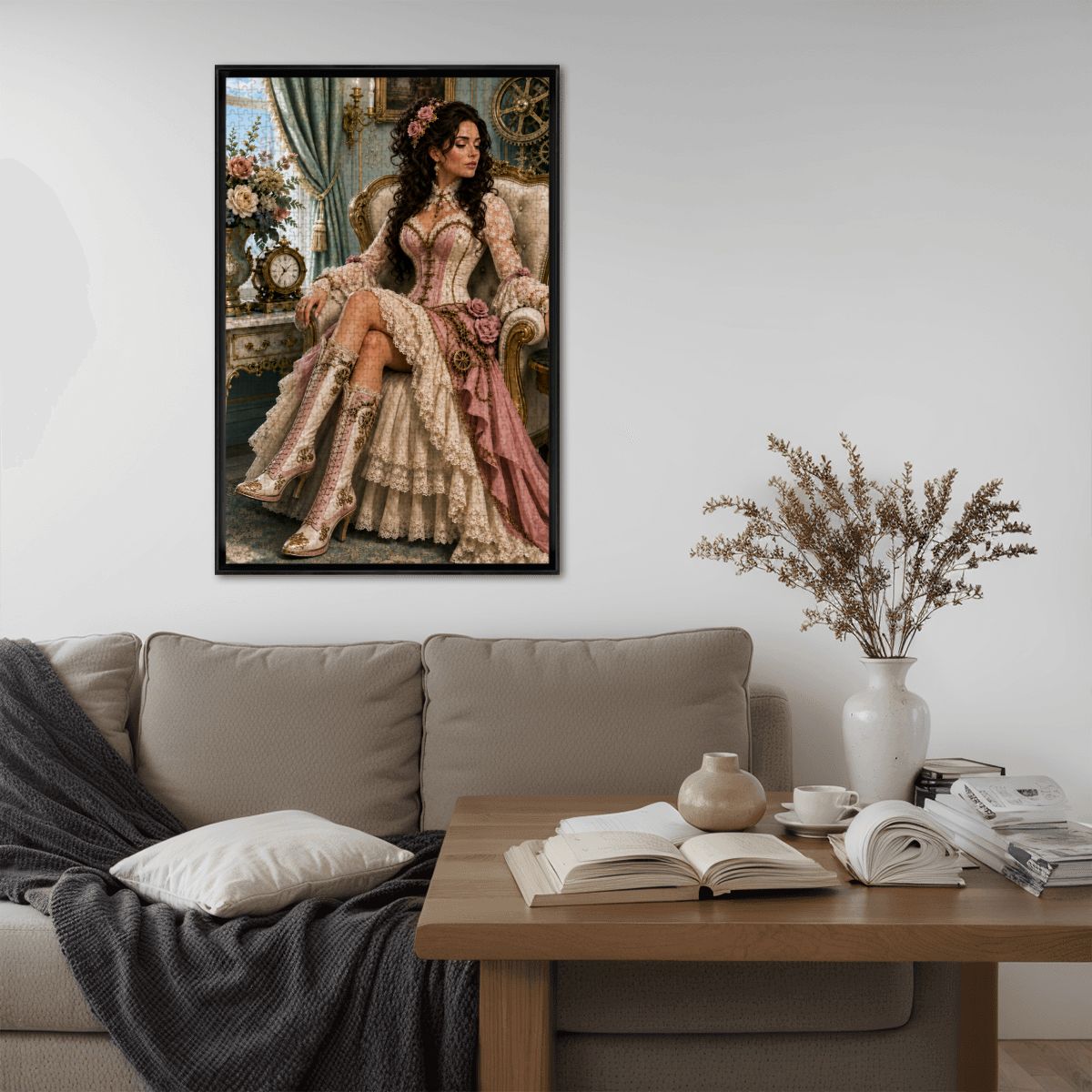 Wooden Jigsaw Puzzles 1000 pcs Steampunk Victorian Woman Pink and White