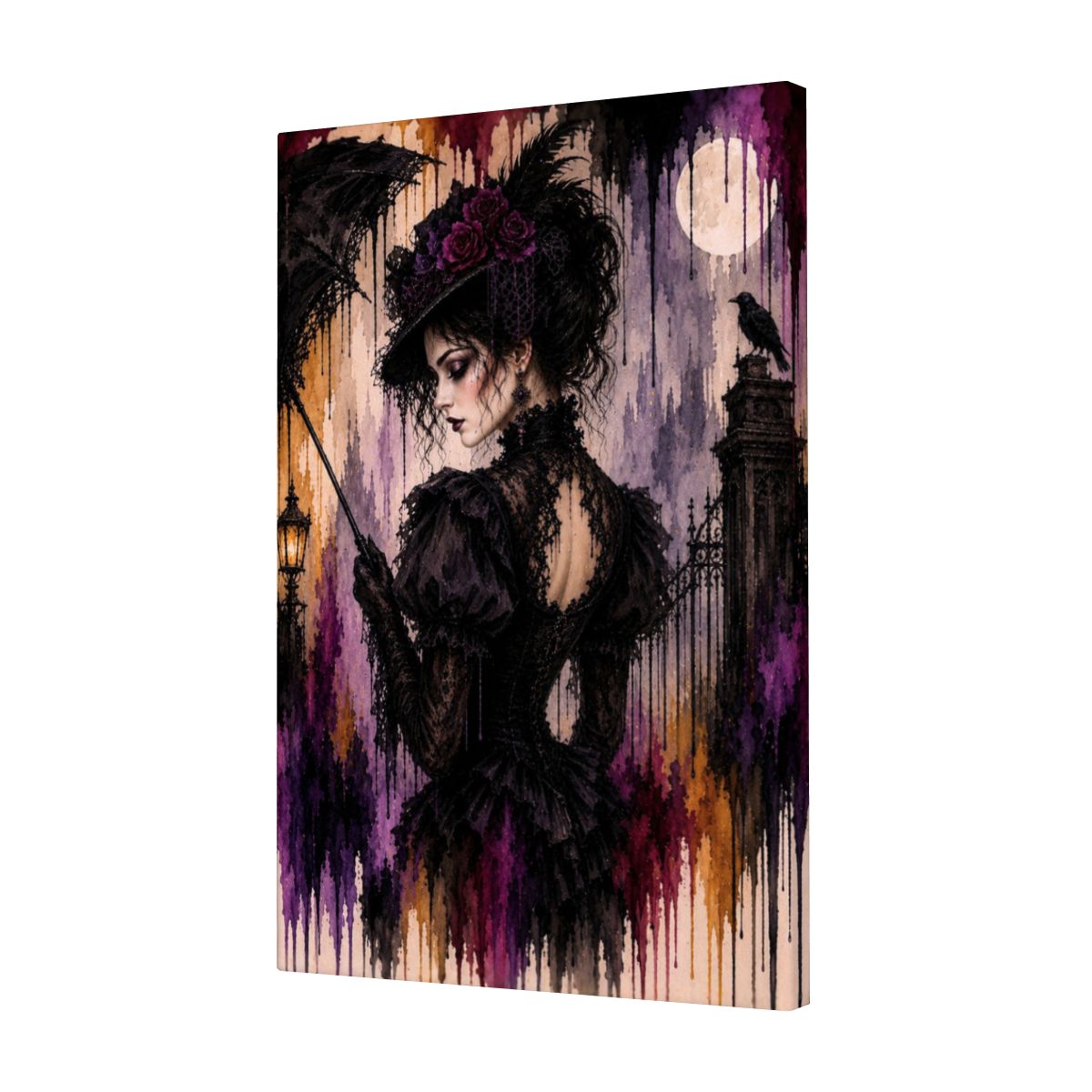 Small Canvas Prints Wall Art Decor Halloween Gothic Victorian Women Drip Art