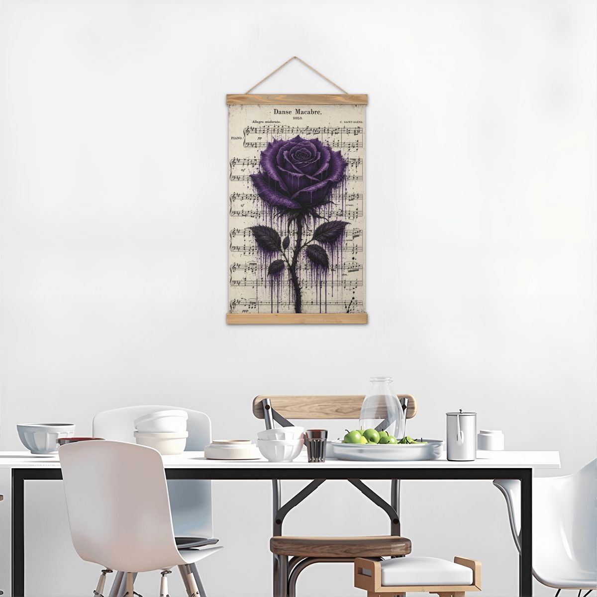 Linen Canvas Wall Art Rose Song