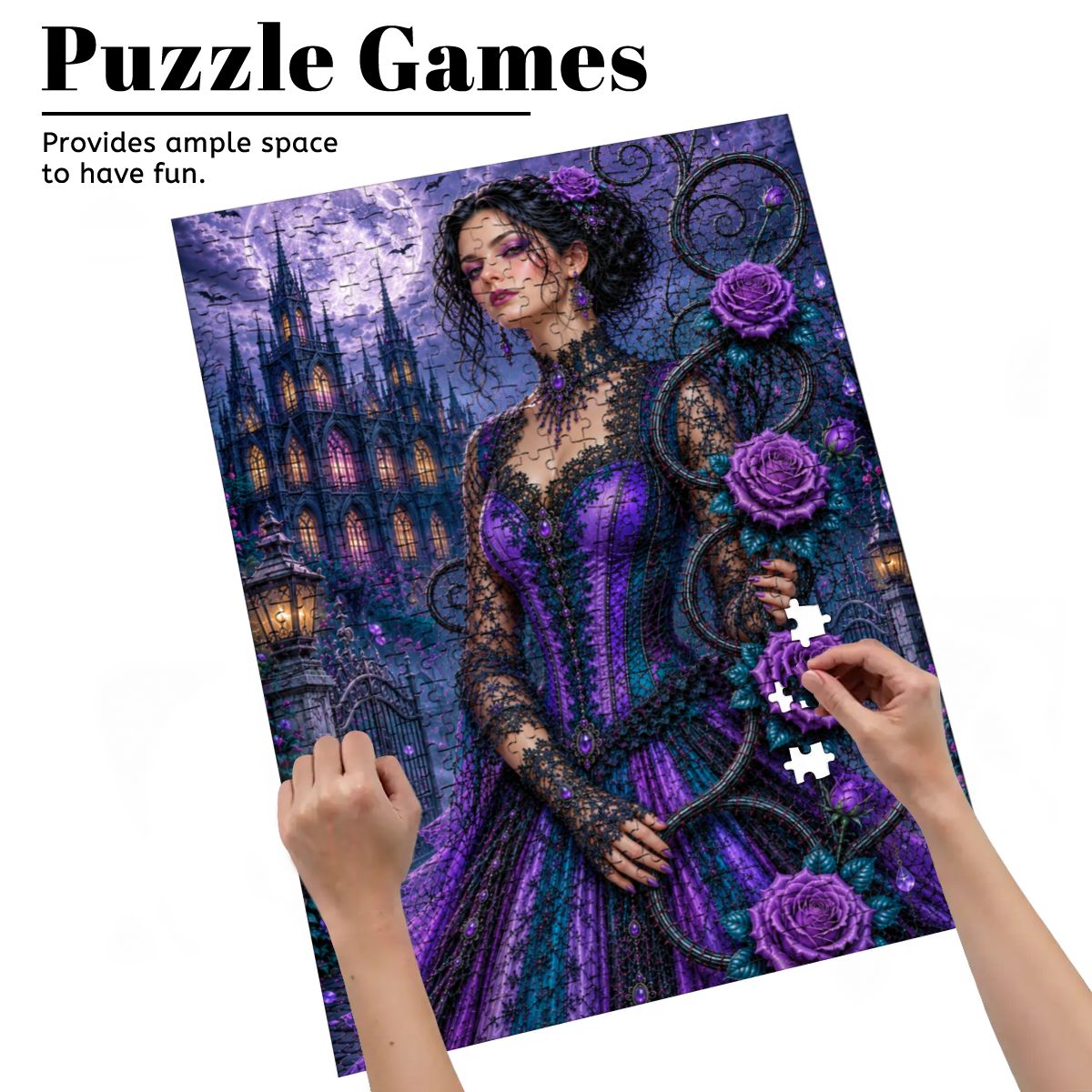 Wooden Jigsaw Puzzles 500 pcs Gothic Purple Roses