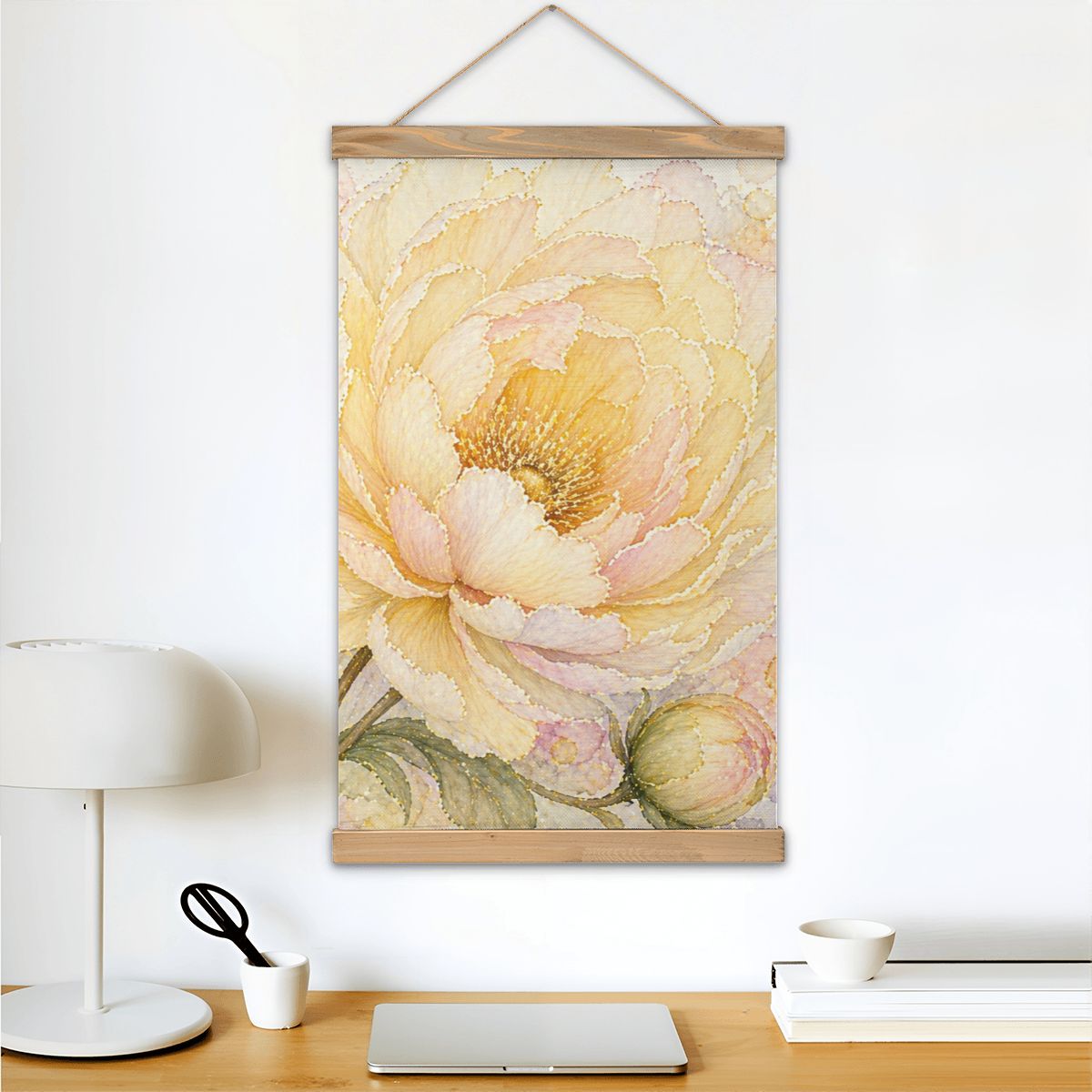 Linen Canvas Wall Art Yellow Flower