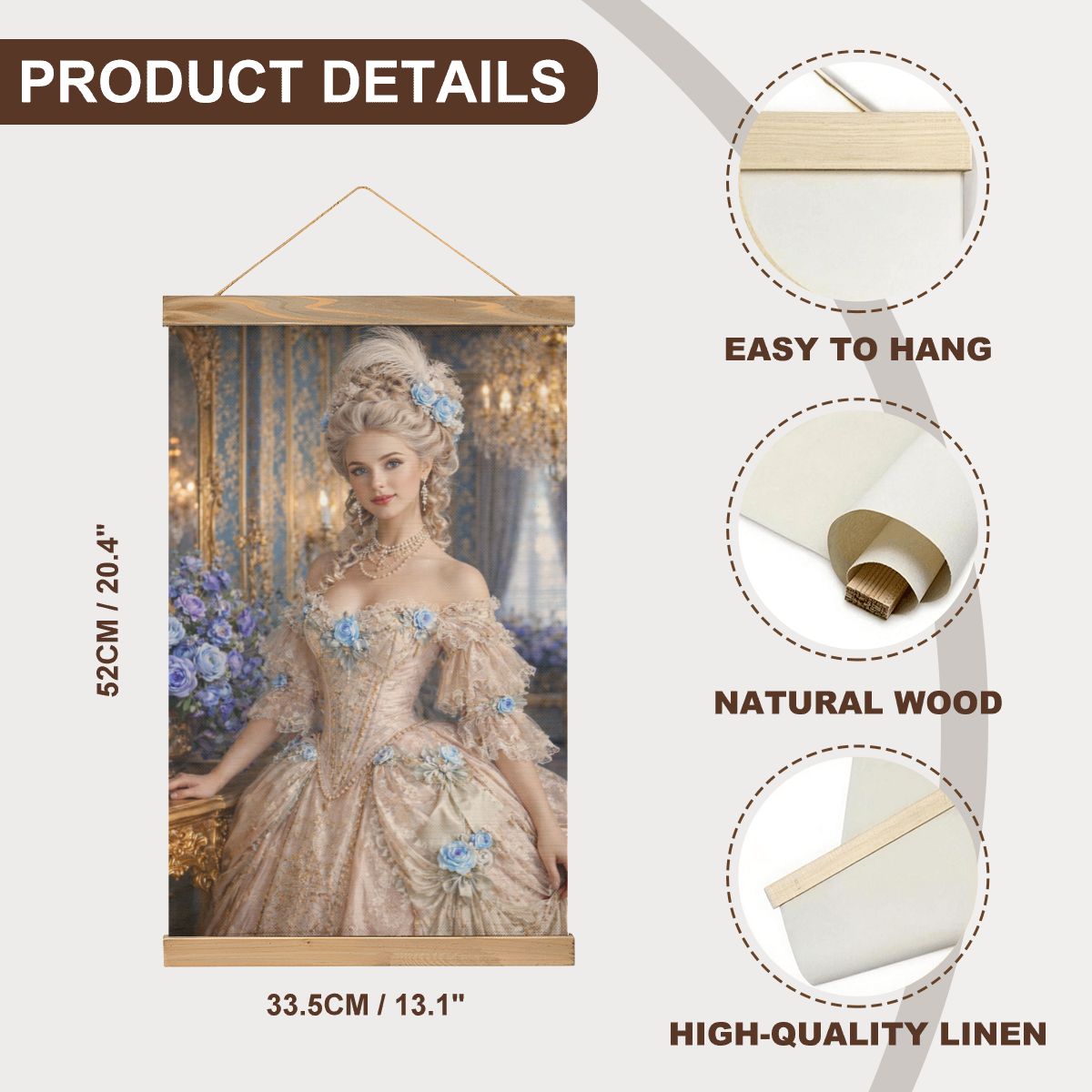 Linen Canvas Wall Art Baroque Beauty
