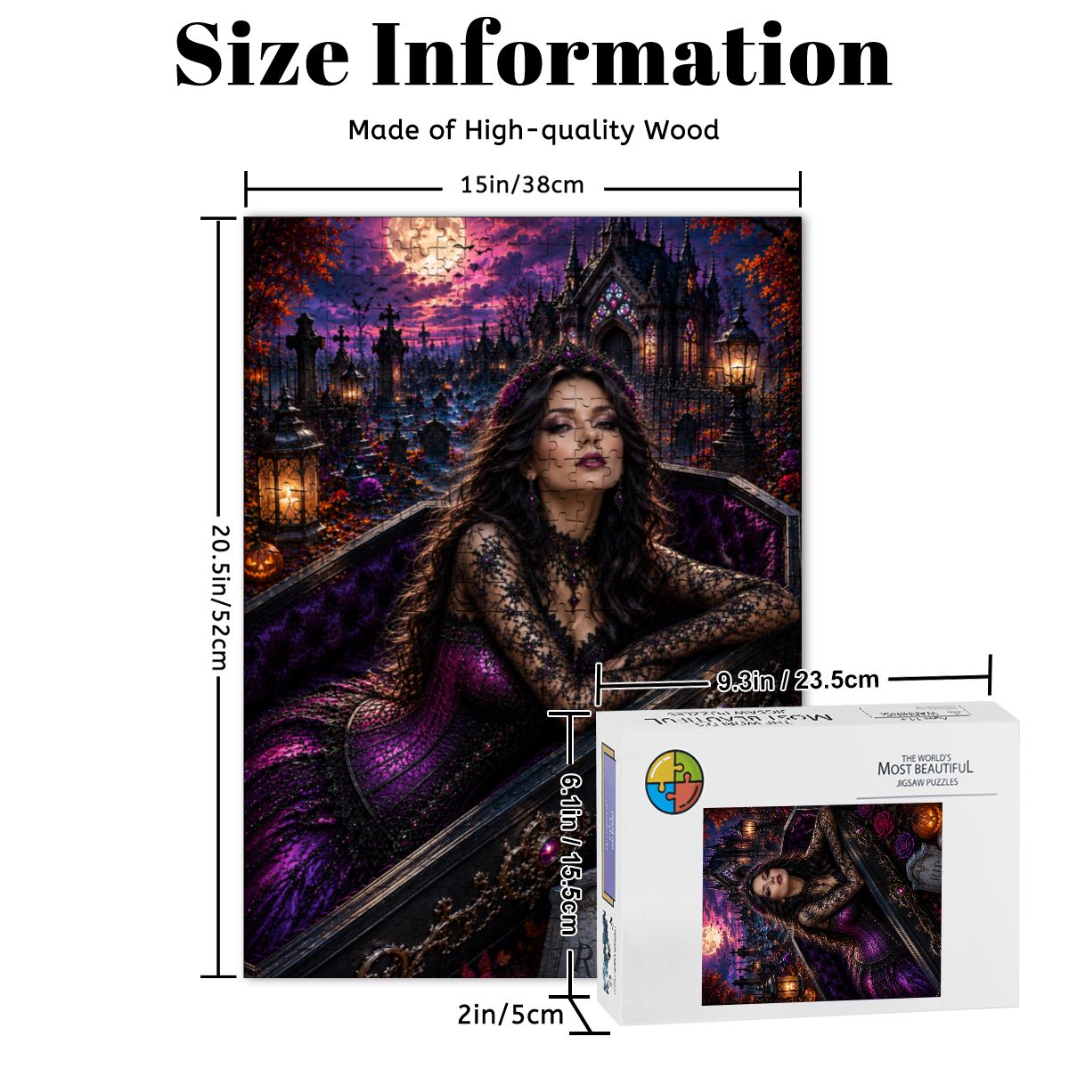 Wooden Jigsaw Puzzles 500 pcs Halloween Woman in a Casket