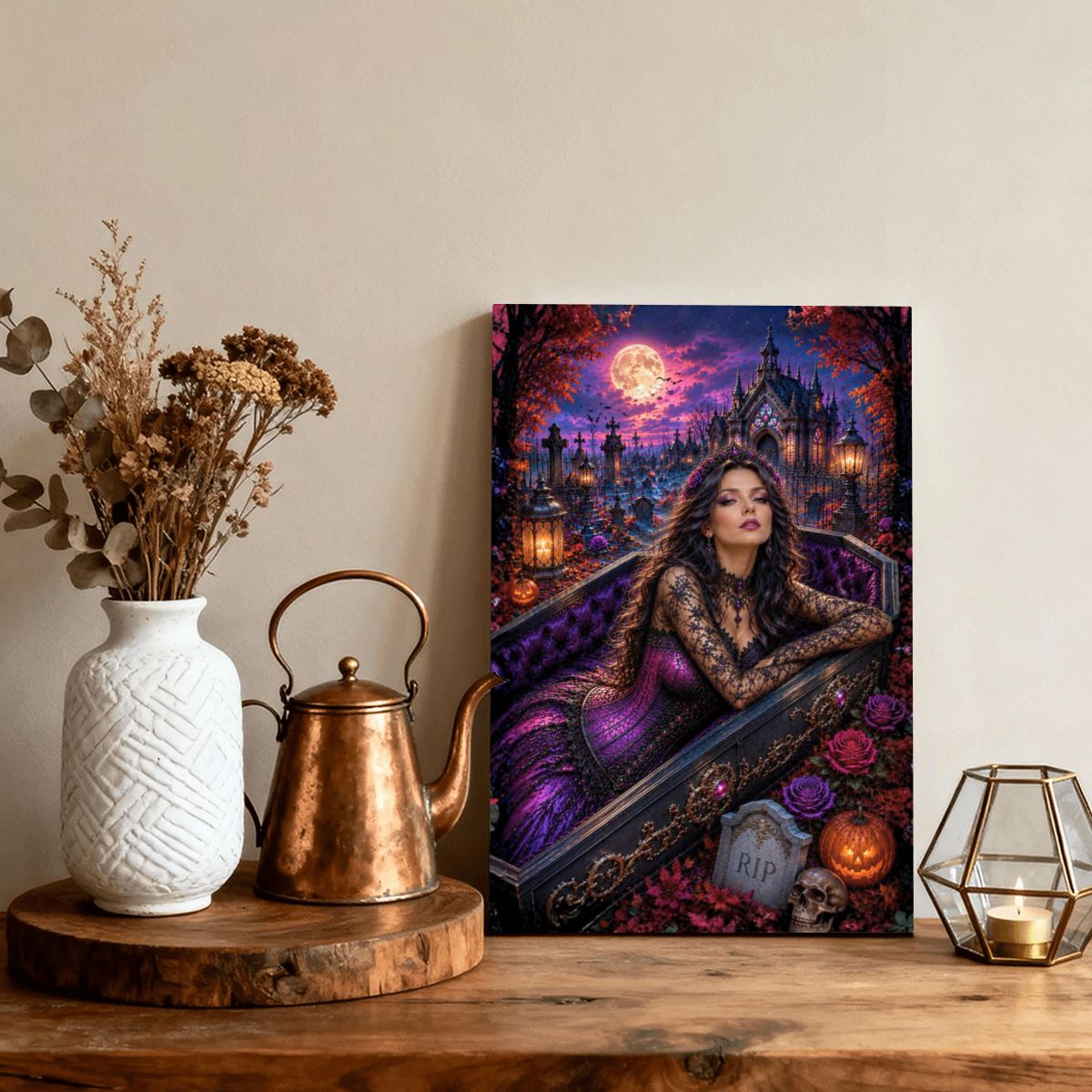 Framed Canvas Painting Graveyard (Made in USA)