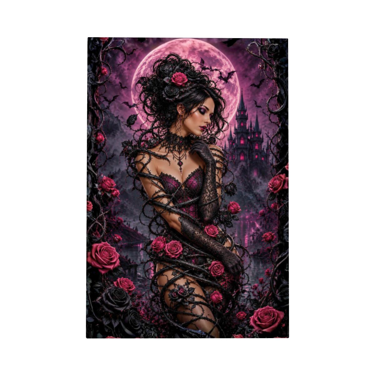 Framed Canvas Painting Gothic Rose Vine (Made in USA)