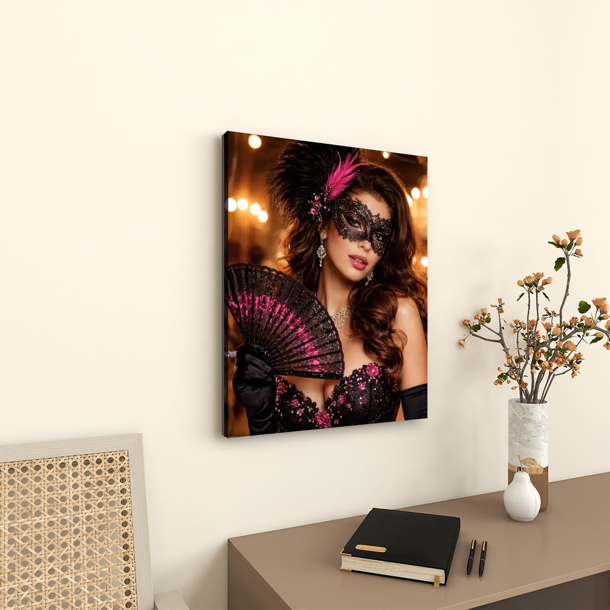 Canvas Prints Wall Art Steampunk Mask Pink
