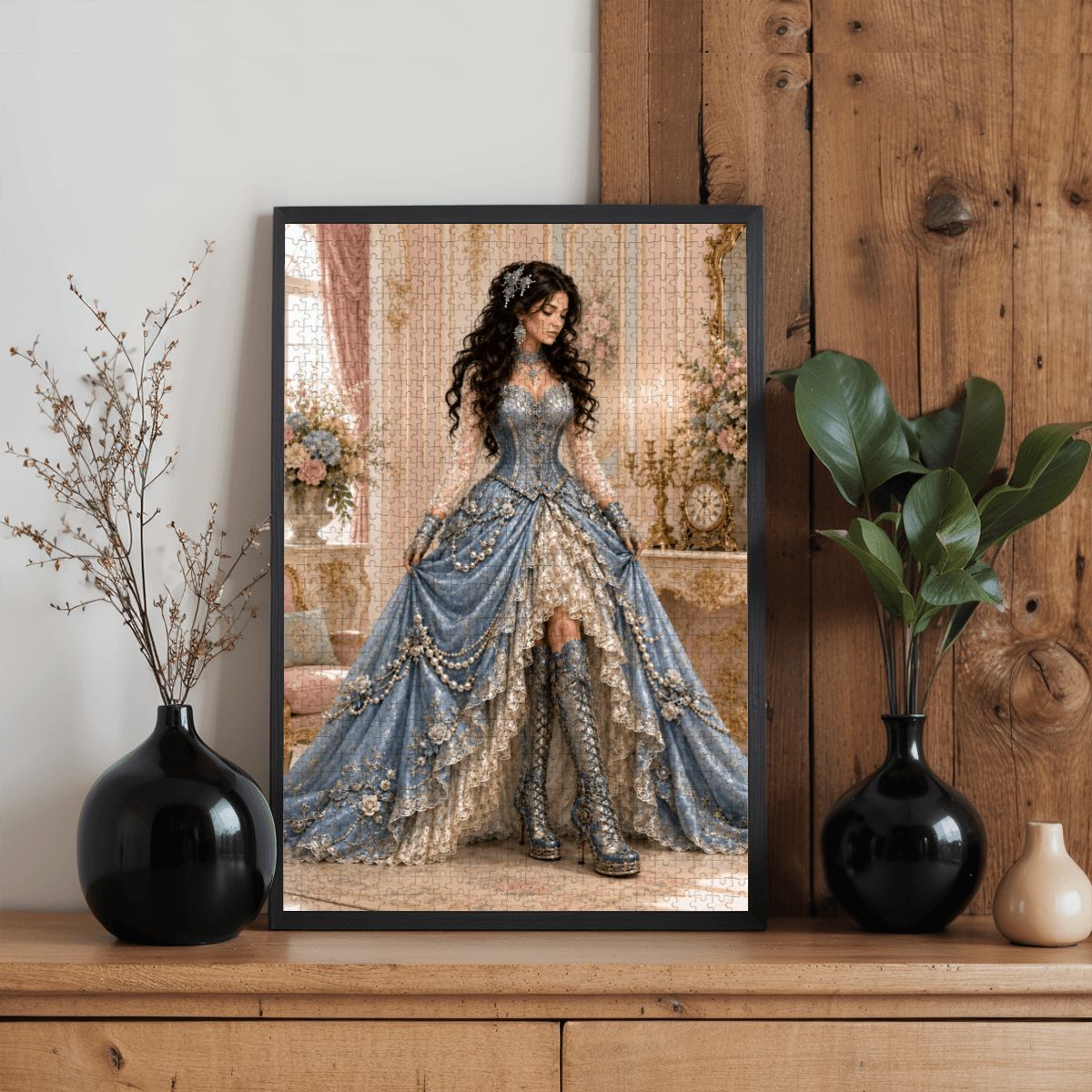 Wooden Jigsaw Puzzles 1000 pcs Steampunk Victorian Woman Light Blue