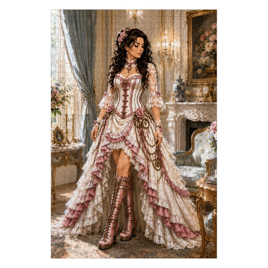 Wooden Jigsaw Puzzles 1000 pcs Steampunk Victorian Woman Dark Pink and White