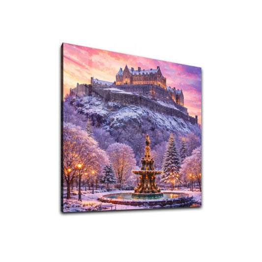 Square Acrylic Wall Art Prints with Hook Edinburgh Castle in the Winter