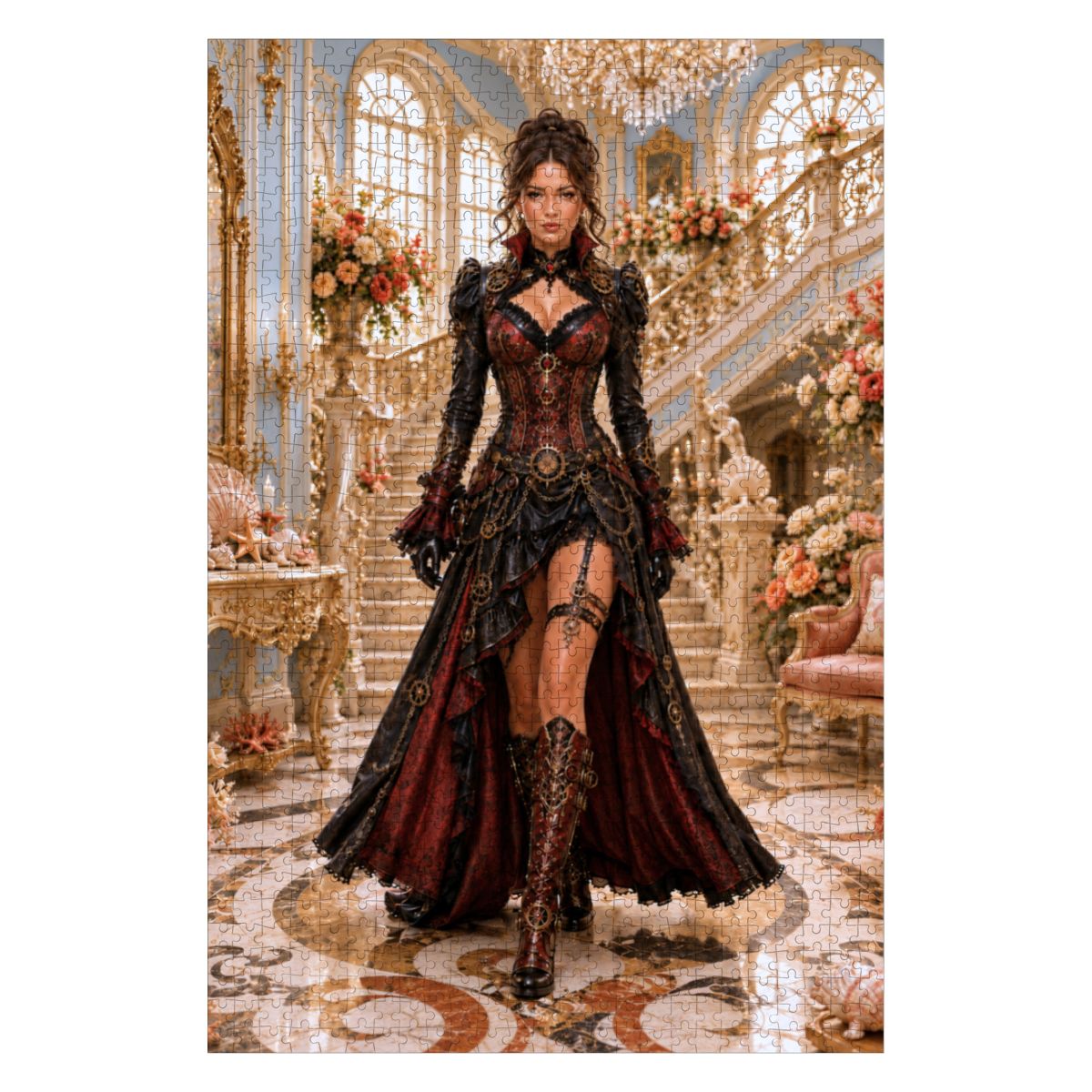 Wooden Jigsaw Puzzles 1000 pcs Steampunk Victorian Woman Dark Red