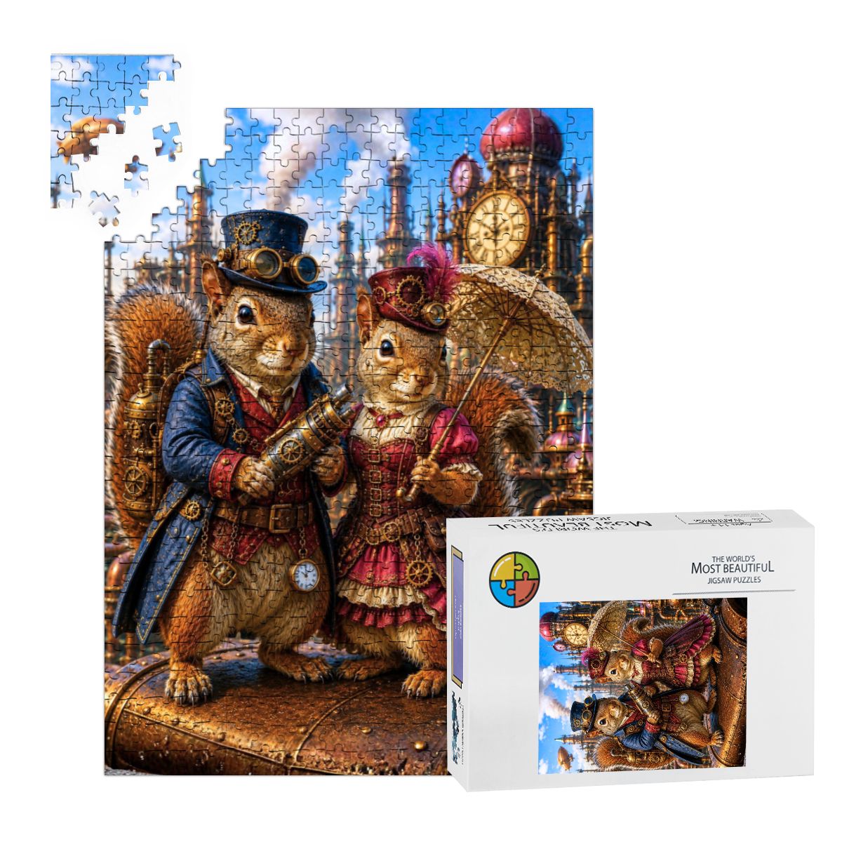 Wooden Jigsaw Puzzles 500 pcs Steampunk Animals-Squirrels