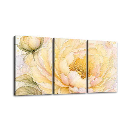 3 Panels Canvas Prints Wall Art Yellow Flower