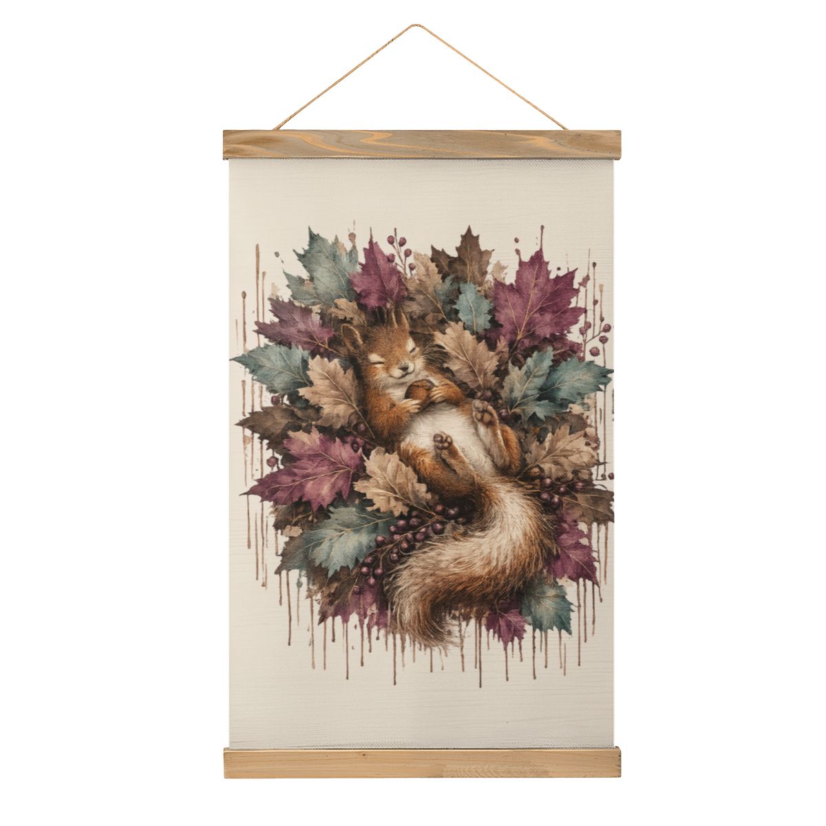 Linen Canvas Wall Art Squirrel Drip Art