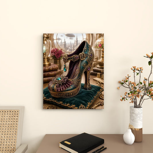 Canvas Prints Wall Art Steampunk Heel Teal and Purple