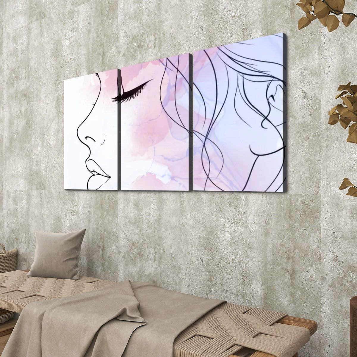 3 Panels Canvas Prints Wall Art Womans Profile