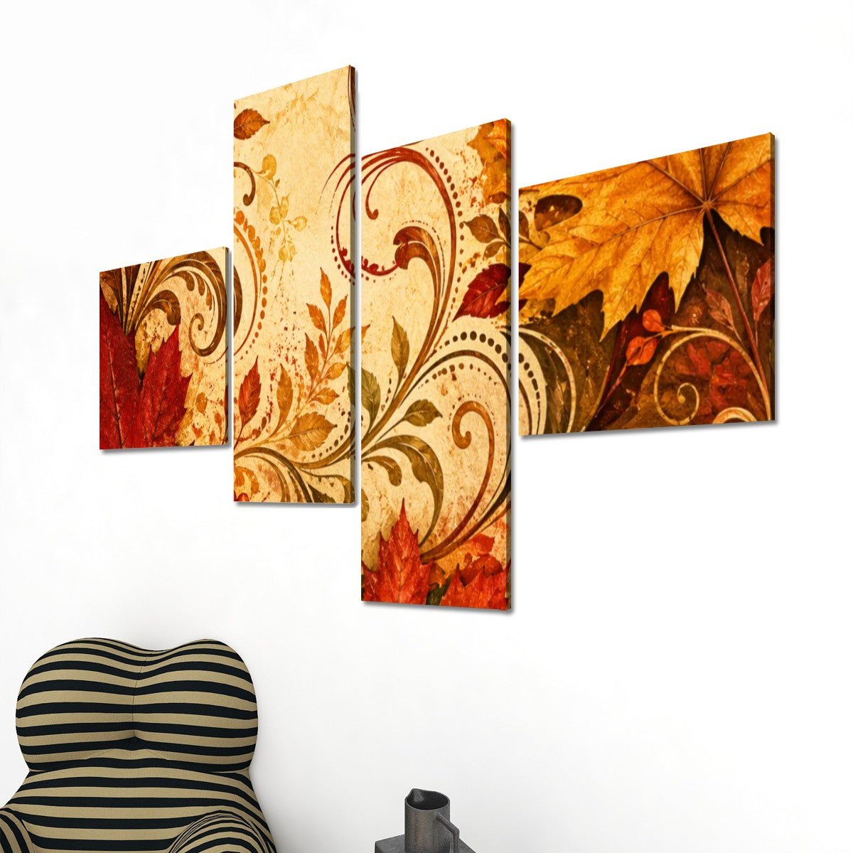 4 Panels Canvas Prints Wall Art Yellow and Orange Fall