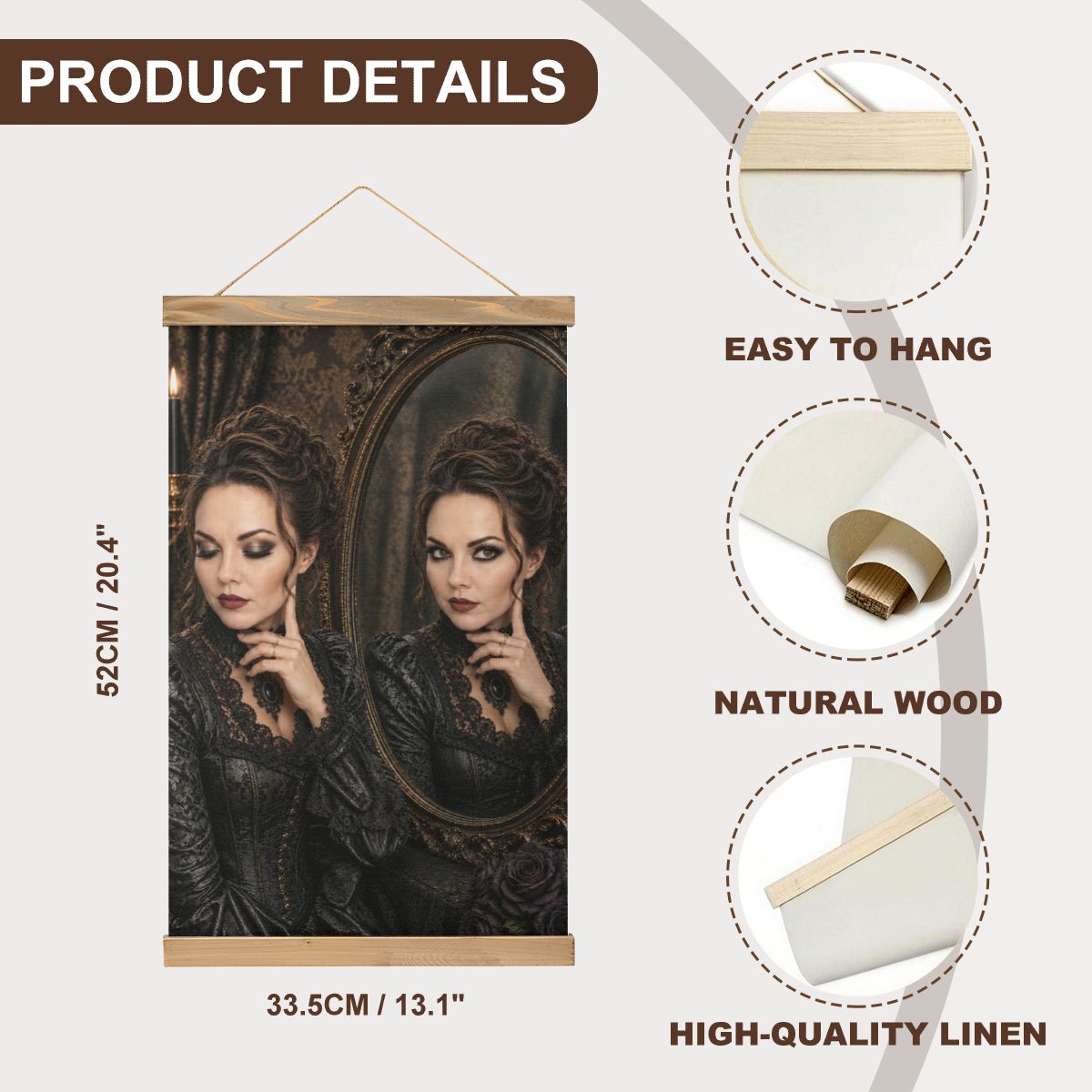Linen Canvas Wall Art Mirror Mirror