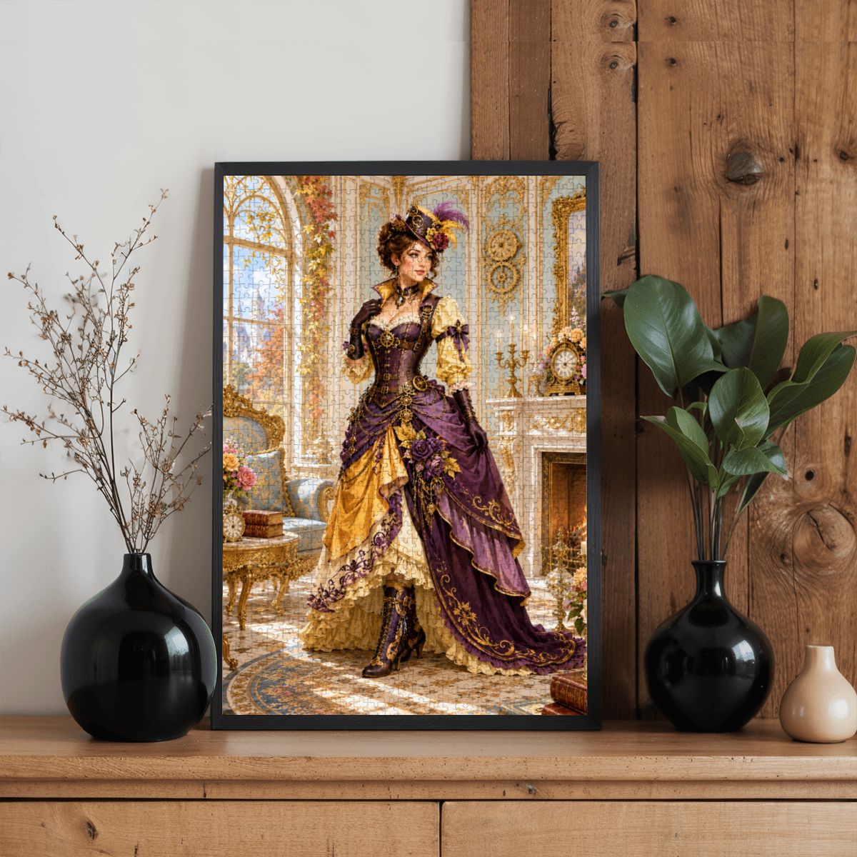 Wooden Jigsaw Puzzles 1000 pcs Steampunk Victorian Woman Purple and Yellow