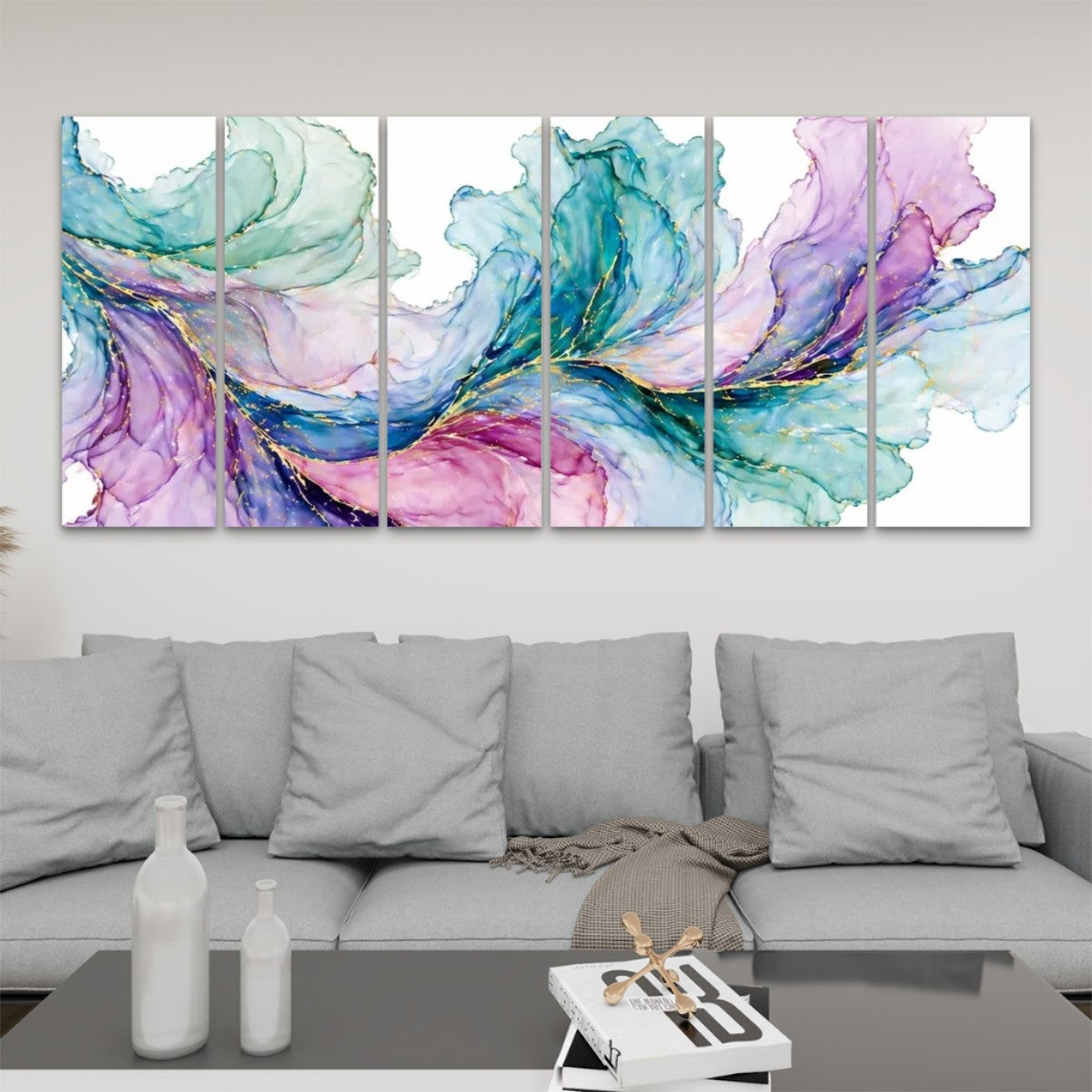 6 Panels Canvas Prints Wall Art Multi Color