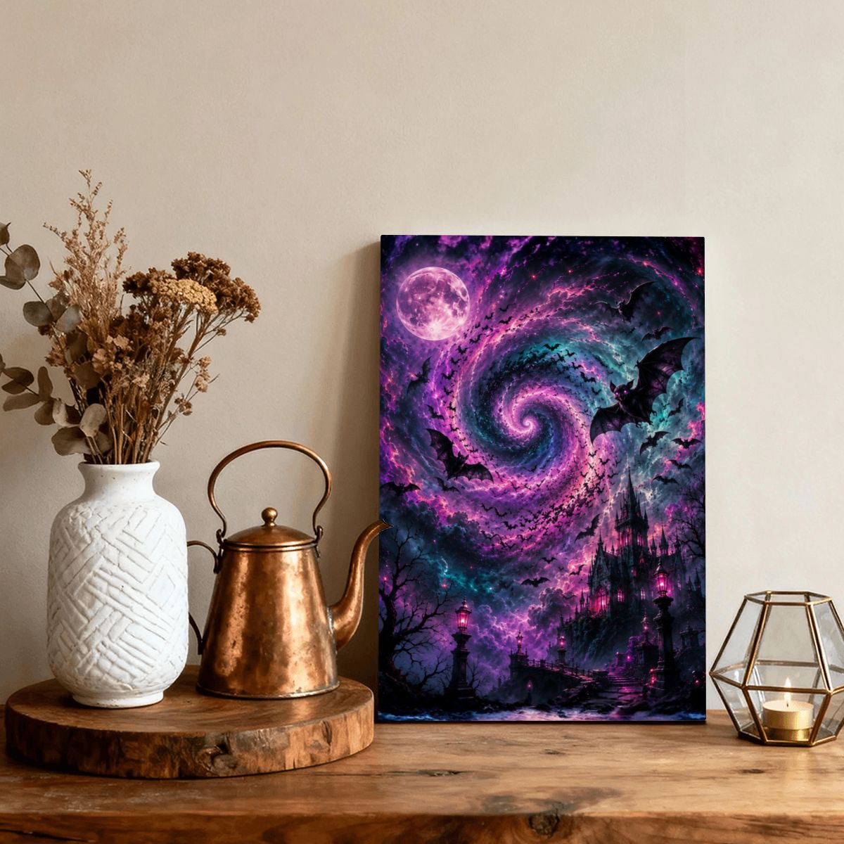 Framed Canvas Painting Halloween Night (Made in USA)