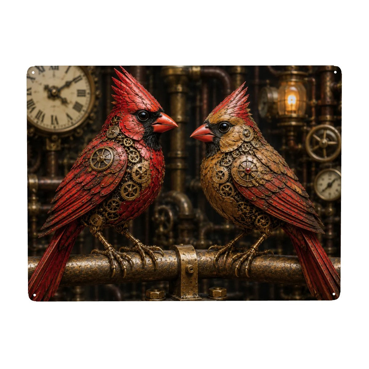 Tin Sign Metal Decor Steampunk Cardinals