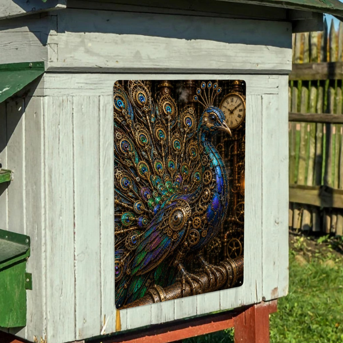 Rectangular Tin Sign Metal Sign Decor Steampunk Peacock