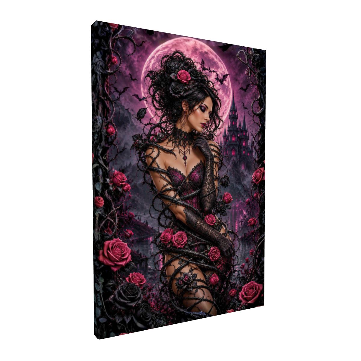 Framed Canvas Painting Gothic Rose Vine (Made in USA)