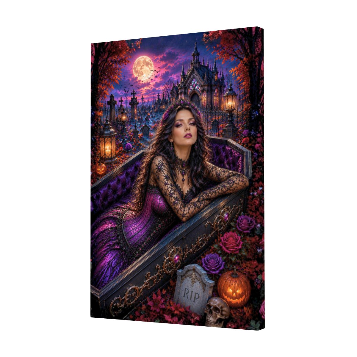 Framed Canvas Painting Graveyard (Made in USA)