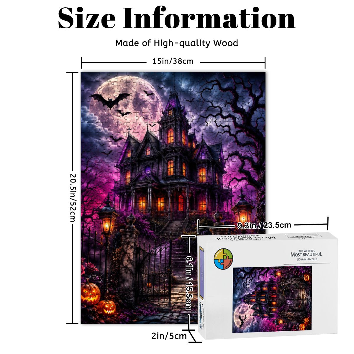 Wooden Jigsaw Puzzles 500 pcs Halloween Haunted House
