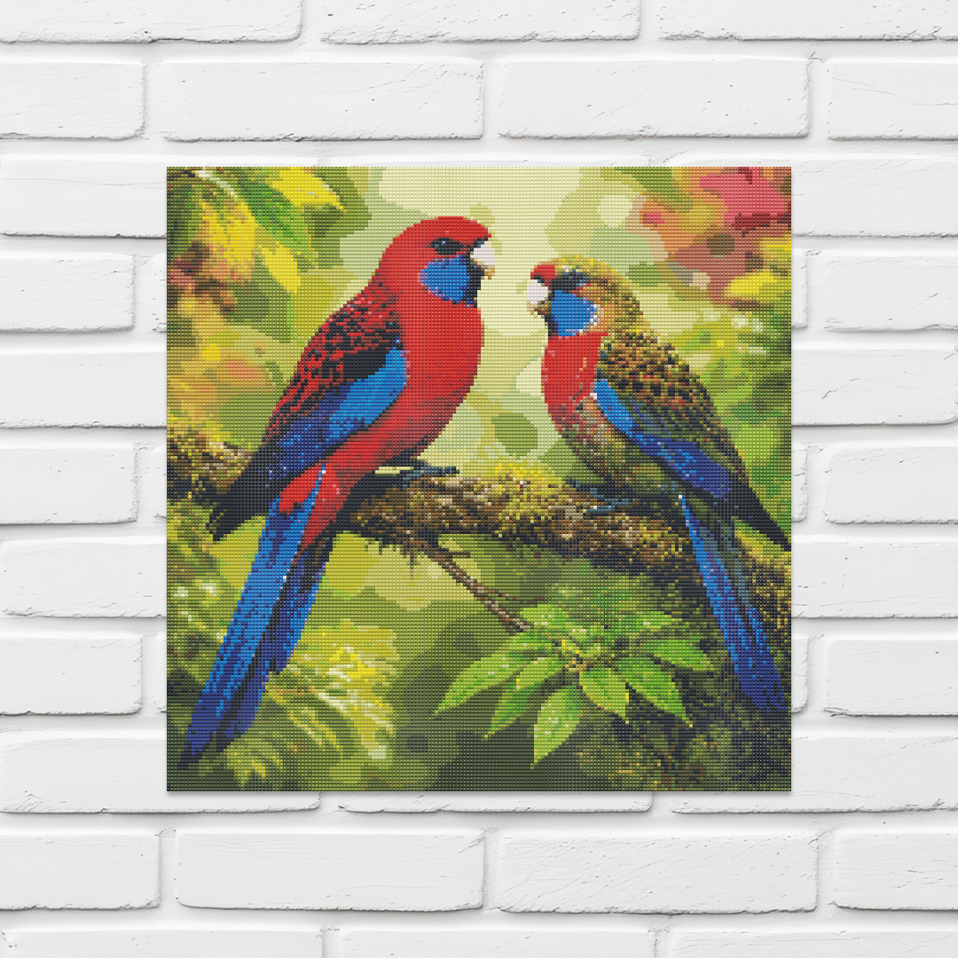 Diamond Painting Kit 20"x20" Crimson Rosella (Round Drills)