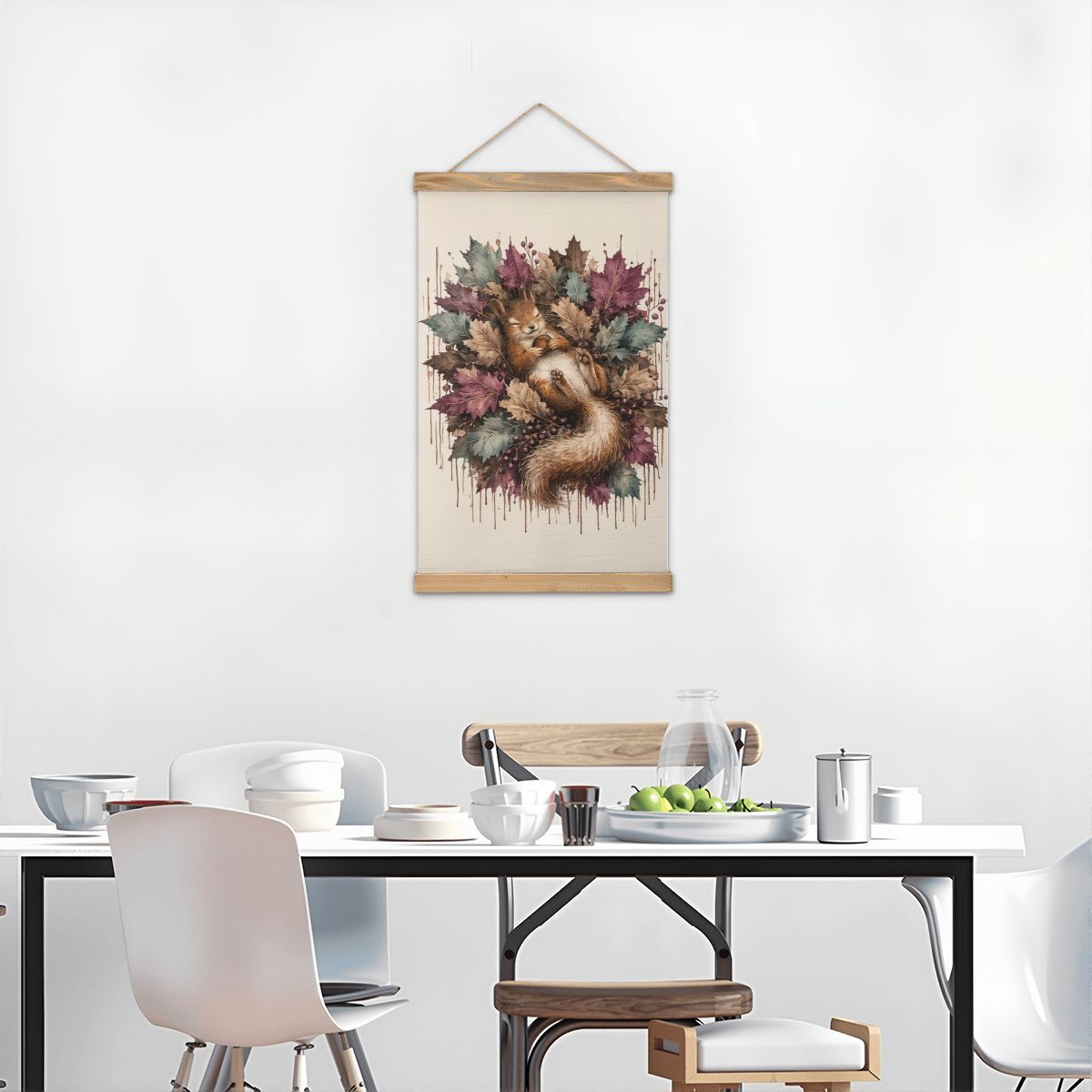 Linen Canvas Wall Art Squirrel Drip Art