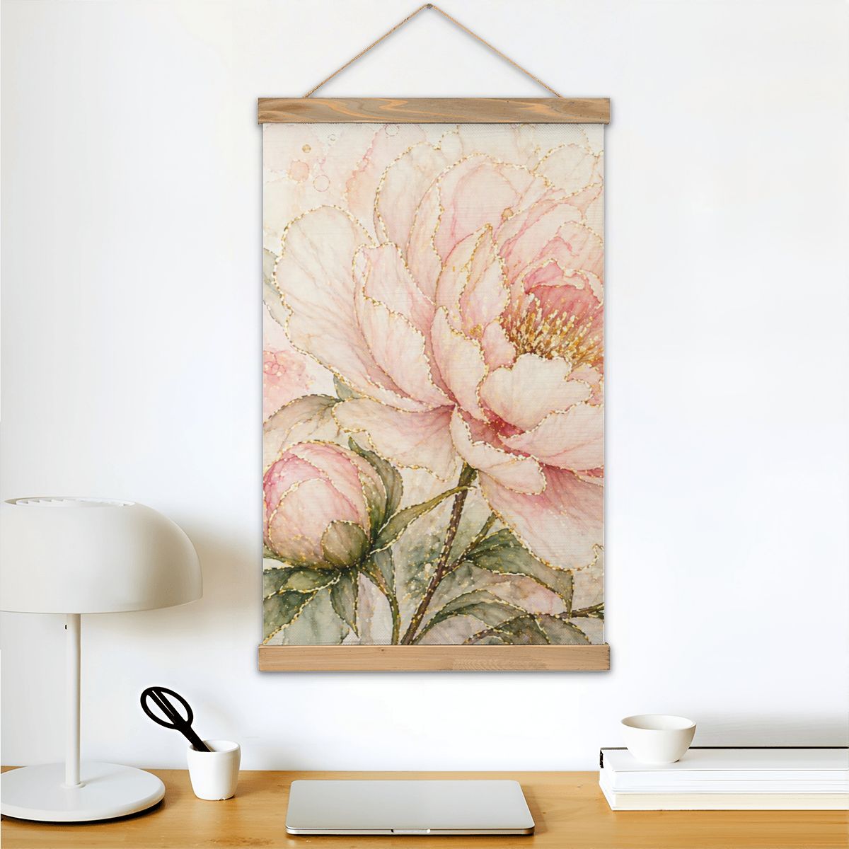 Linen Canvas Wall Art Pink Flower