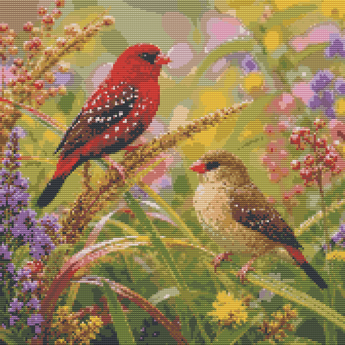 Diamond Painting Kit 20"x20" Red Avadavat (Round Drills)