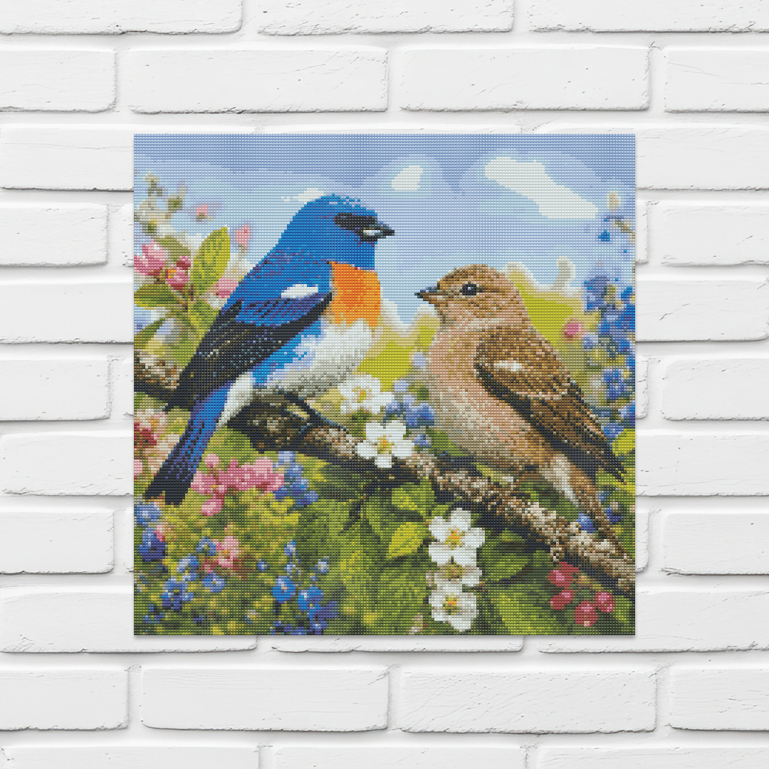 Diamond Painting Kit 20"x20" Lazuli Bunting (Round Drills)