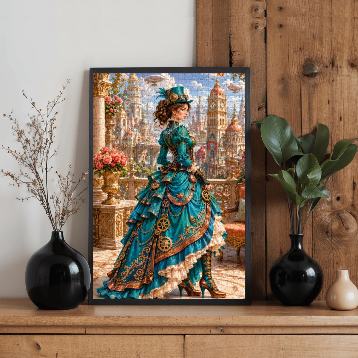 Wooden Jigsaw Puzzles 1000 pcs Steampunk Victorian Woman Teal