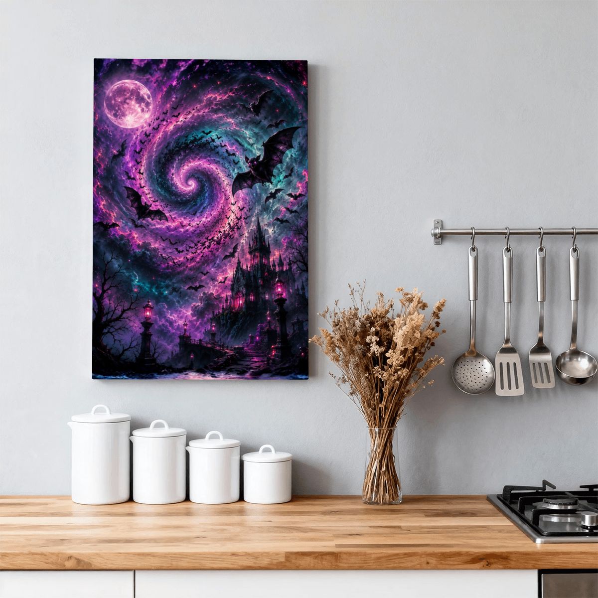 Framed Canvas Painting Halloween Night (Made in USA)