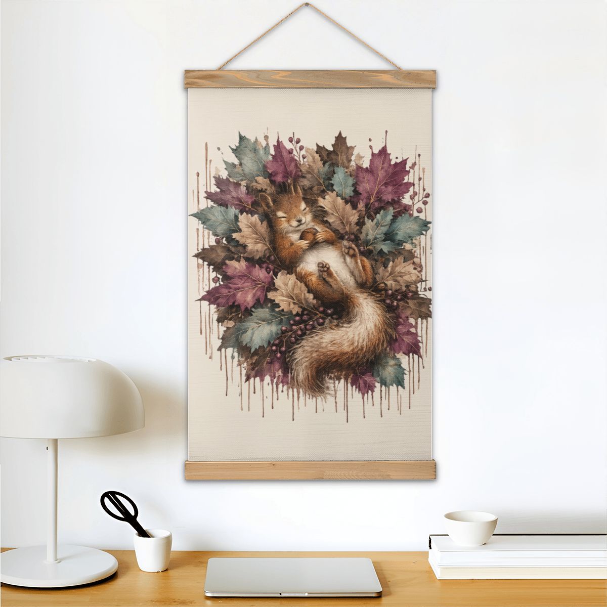 Linen Canvas Wall Art Squirrel Drip Art