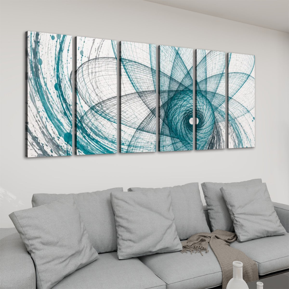 6 Panels Canvas Prints Wall Art 6 Panel Teal