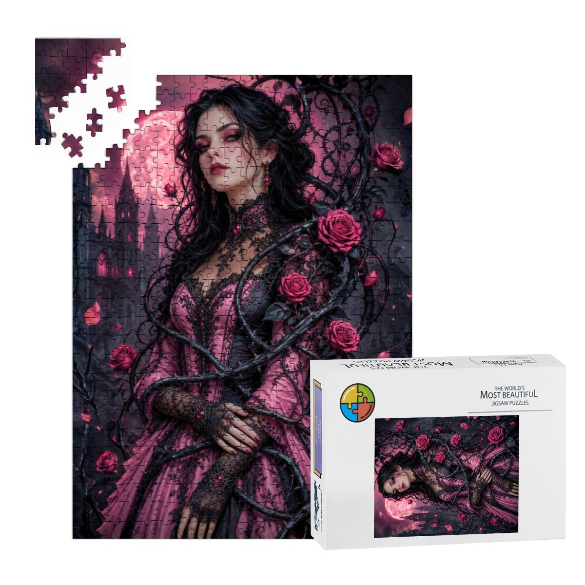 Wooden Jigsaw Puzzles 500 pcs Gothic Pink Roses