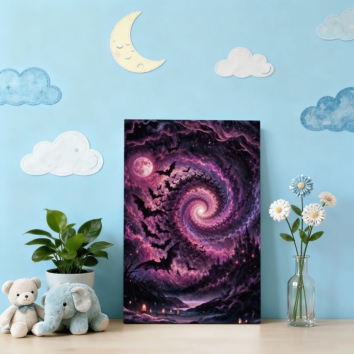 Framed Canvas Painting Halloween Sky (Made in USA)
