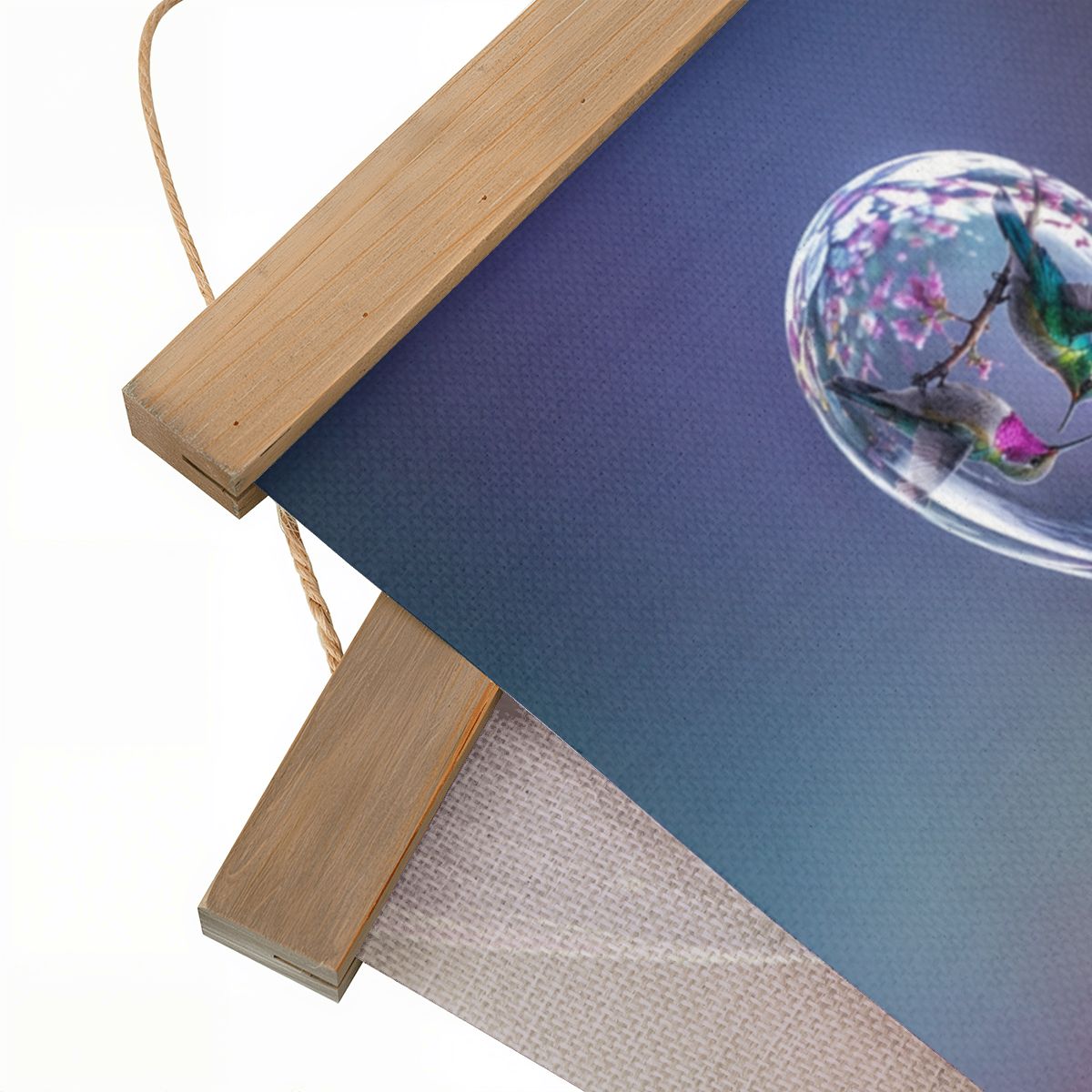 Linen Canvas Wall Art Hummingbird Dewdrop