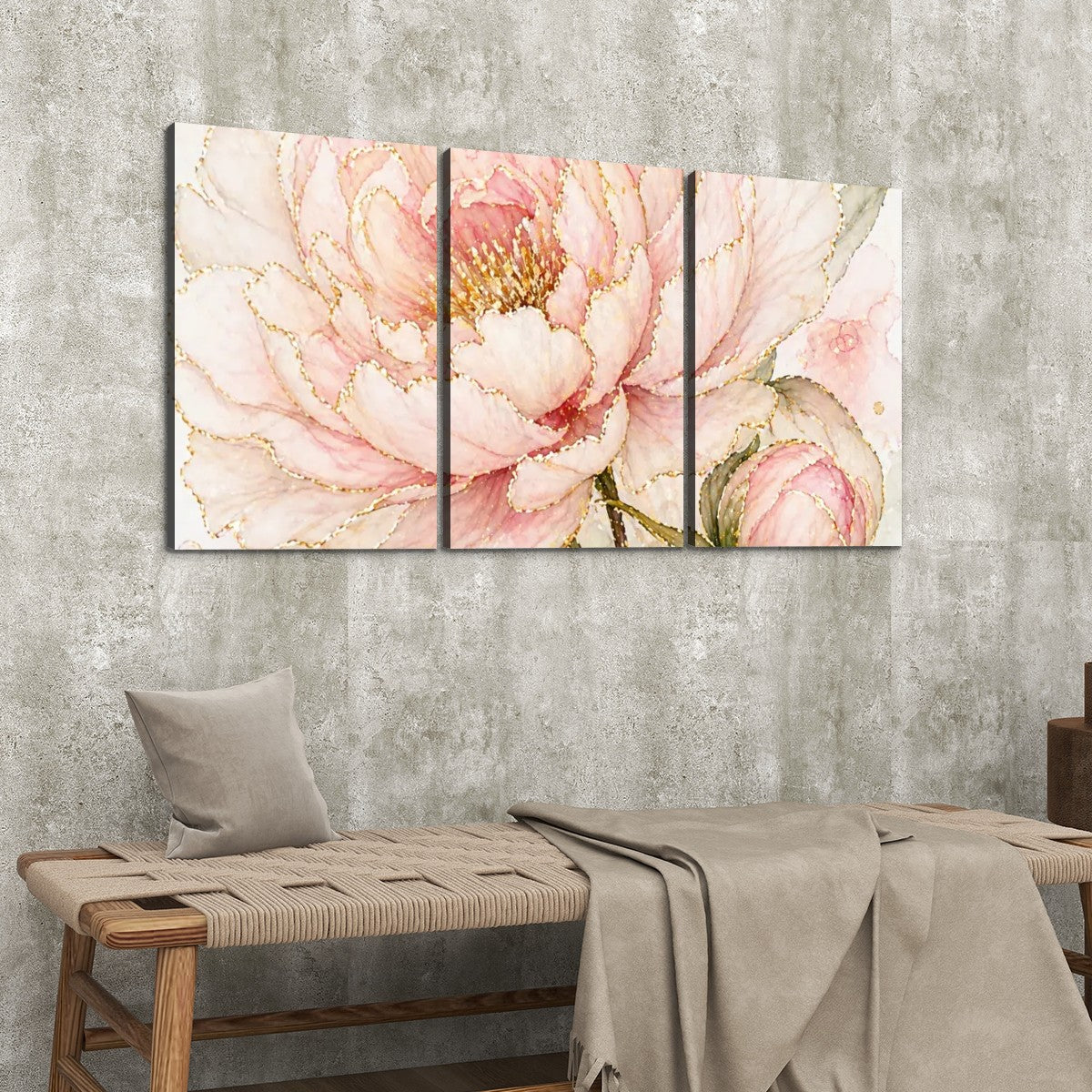3 Panels Canvas Prints Wall Art Peach Flower