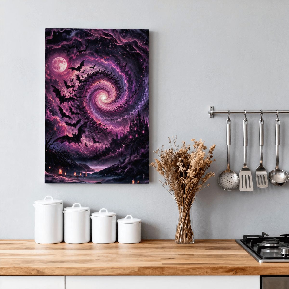 Framed Canvas Painting Halloween Sky (Made in USA)