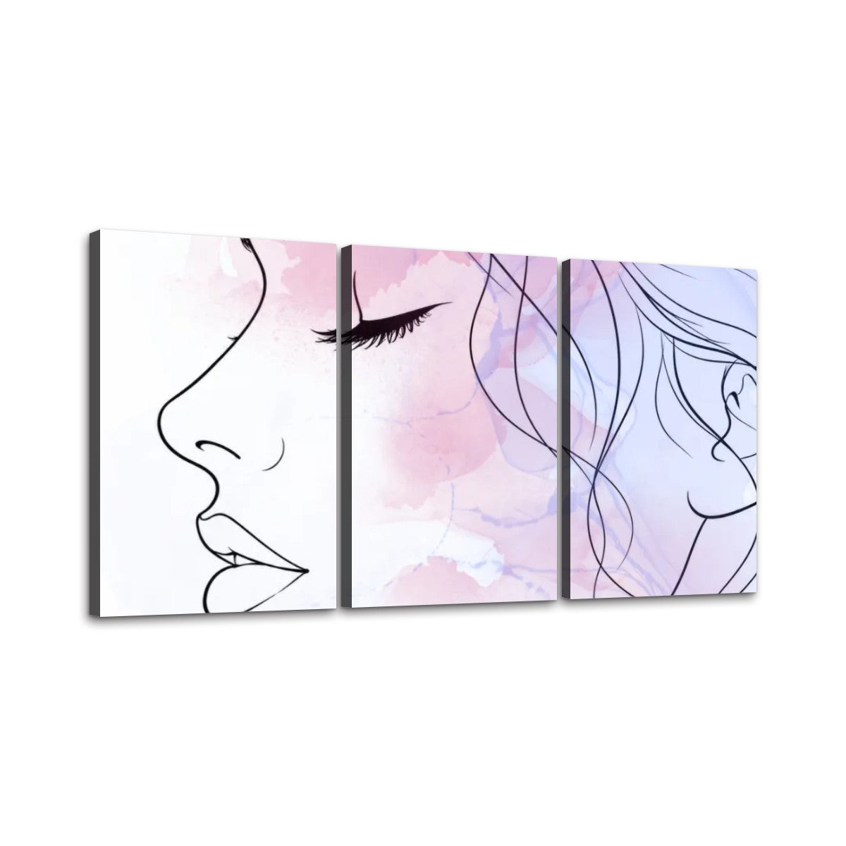 3 Panels Canvas Prints Wall Art Womans Profile