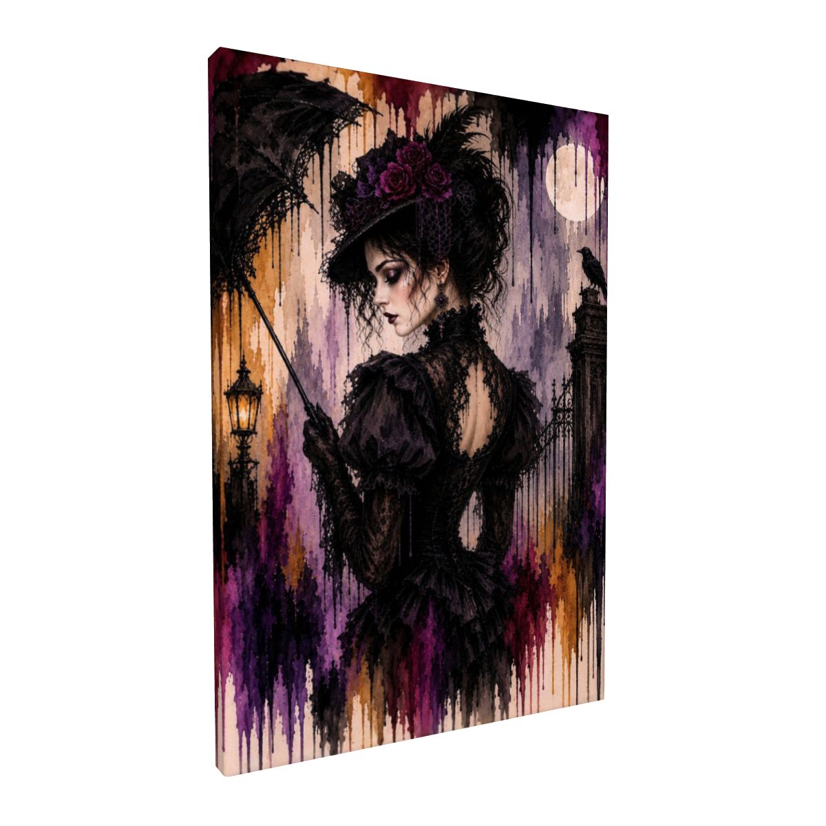 Small Canvas Prints Wall Art Decor Halloween Gothic Victorian Women Drip Art