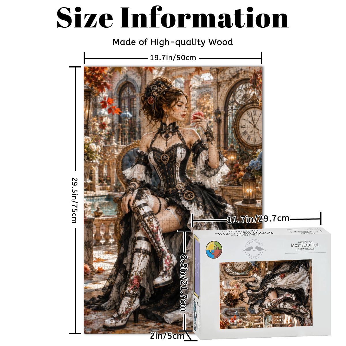 Wooden Jigsaw Puzzles 1000 pcs Steampunk Victorian Woman Roses
