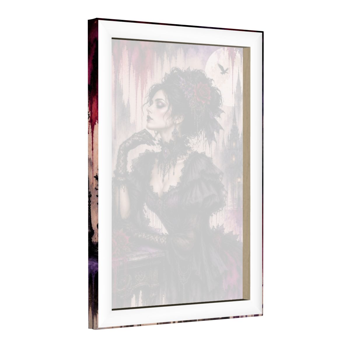 Framed Canvas Painting Halloween Gothic Victorian Woman Drip Art (Made in USA)