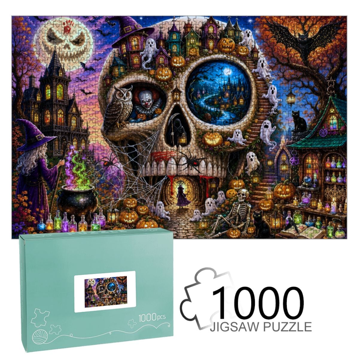 1000pcs Wooden Jigsaw Puzzles  (Made in USA) Halloween Nonsense