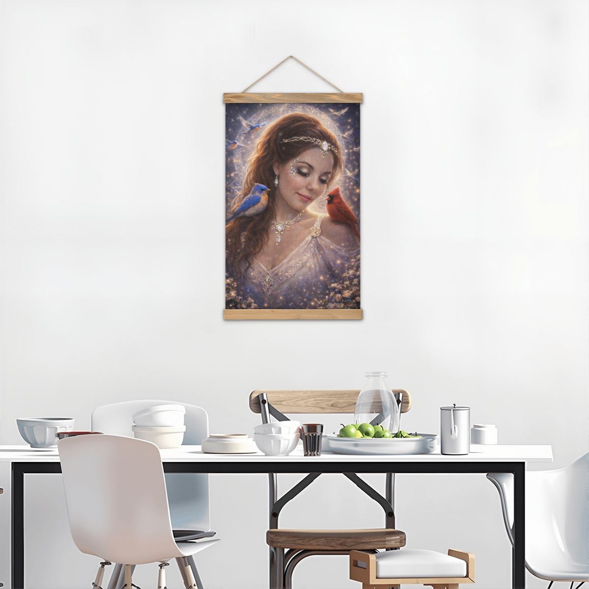 Linen Canvas Wall Art Love of Birds